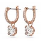 Swarovski Constella Round Cut Crystal and Rose Gold Drop PIerced Earrings
