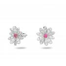 Swarovski Eternal Flower Pink and Pave Stud Pierced Earrings