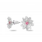 Swarovski Eternal Flower Pink and Pave Stud Pierced Earrings