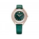 Swarovski Crystalline Aura Watch, Leather Strap, Green, Rose Gold Tone Finish