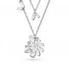 Swarovski Crystal and Rhodium Gema Flower Layered Necklace