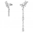Swarovski Gema Drop Earrings, Asymmetric Design, Flower, White, Rhodium Plated