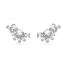 Swarovski Gema Drop Earrings, Asymmetric Design, Flower, White, Rhodium Plated