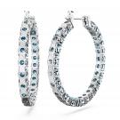 Swarovski Jewelry Matrix, Pierced Earrings Hoop M Aquamarine, Rhodium