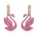 Swarovski Jewelry Iconic Swan, Pierced Hoop Earrings, Rose Gold