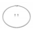 Swarovski Jewelry Set Matrix, Necklace and Earrings, White, Rhodium