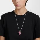 Swarovski Jewelry Necklace Pop Swan, Pendant Long Pink, Rhodium