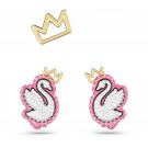 Swarovski Jewelry Pop Swan, Pierced Earrings Pink, Gold