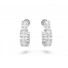 Swarovski Jewelry Crystal and Rhodium Matrix Heart Hoop Pierced Earrings
