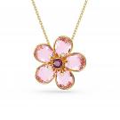 Swarovski Pink Crystals and Gold Flower Florere Pendant Necklace