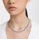 Swarovski Aquamarine Crystal and Rhodium Matrix Tennis Necklace