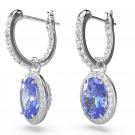 Swarovski Constella drop earrings, Oval cut, Blue, Rhodium