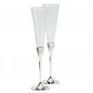 Vera Wang Wedgwood, With Love Silver Toasting Crystal Flutes, Pair
