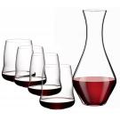 Riedel Stemless Winewings 4 Cabernet Glasses and Decanter Set