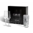Orrefors Carat Champagne Flutes Pair and 7.125" Vase Gift Set