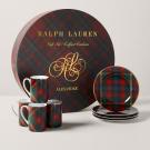 Ralph Lauren Alexander Set, 4 Dessert Plates and Mugs, Red Plaid