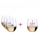 Riedel O Stemless Chardonnay, Viognier Wine Glasses Gift Set, 3+1 Free