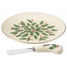 Lenox China Holiday Cheese Plate With Knife