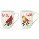Lenox China Winter Greetings Mr and Mrs Cardinal Mug Set Of 2