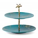 Lenox Sprig And Vine China Tiered Server Turquoise