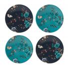 Lenox Sprig And Vine China Tidbit Plate Navy Turquoise Set Of Four