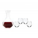 Lenox Tuscany Wine Decanter and 4 Stemless Red Wine Glasses, Set