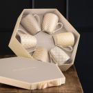 Belleek Living Geometric Pastles Set of 6 Mugs in Hexagon Box