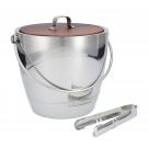 Crafthouse Stainless Steel Round Ice Bucket with Tongs Set