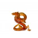 Daum Figure Eight Dragon in Dark Amber Sculpture