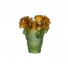 Daum 6.7" Rose Passion Vase in Green and Orange