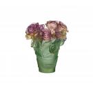 Daum Small Rose Passion Vase in Green and Pink