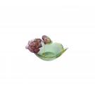 Daum Small Rose Passion Bowl in Green and Pink