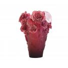Daum Rose Passion Vase in Red with White Flower, Limited Edition