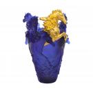 Daum 19.7" Horse Vase in Blue and Gold, Limited Edition