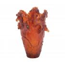 Daum 19.7" Horse Vase in Amber, Limited Edition