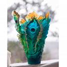 Daum 15.2" Fleur de Paon Gilded Vase