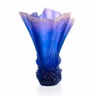 Daum 16.9" Midnight Blue Gilded Draped Vase