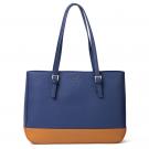 Galway Leather Large Two Tone Tote Bag, Navy, Brown