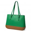 Galway Leather Large Two Tone Tote Bag, Green, Brown