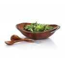 Nambe Metal and Wood Braid Salad Bowl With Servers