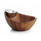 Nambe Gourmet Harmony Metal and Wood Chip and Dip