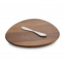 Nambe Wood Xeno Cheese Board with Spreader