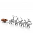 Nambe 2022 Metal 9-Piece Miniature Reindeer and Sleigh Set
