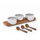 Nambe Triple Condiment Server and Spoons