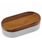 Nambe Oblong Nest 10" Bowl with Wood Lid