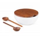 Nambe 12" Duets Salad Bowl with Lid and Servers