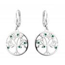 Cashs Ireland, Rhodium and Crystal Tree Of Life Earrings