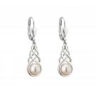 Cashs Ireland, Sterling Silver and Parrl Celtic Knot Earrings