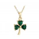 Cashs Ireland, Gold-Plated Small Shamrock and Crystal Pendant Necklace