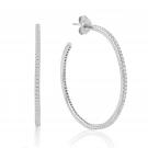 Waterford Jewelry Sterling Silver Earrings White 40mm Crystal Hoops